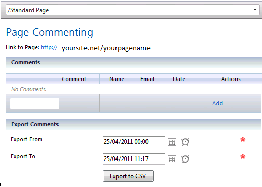 manage page comments